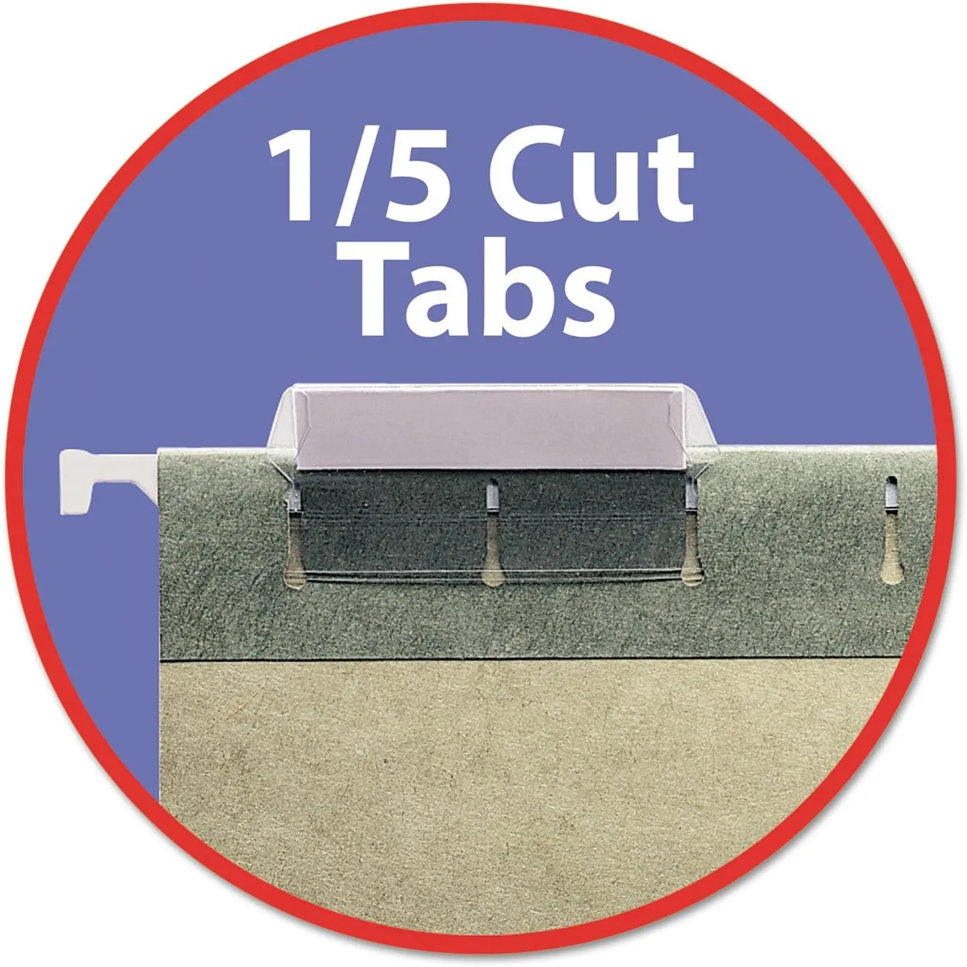 Smead 100% Recycled Hanging File Folder with Tab, 1/5-Cut Adjustable Tab, Letter Size, Standard Green, 25 per Box (65001)
