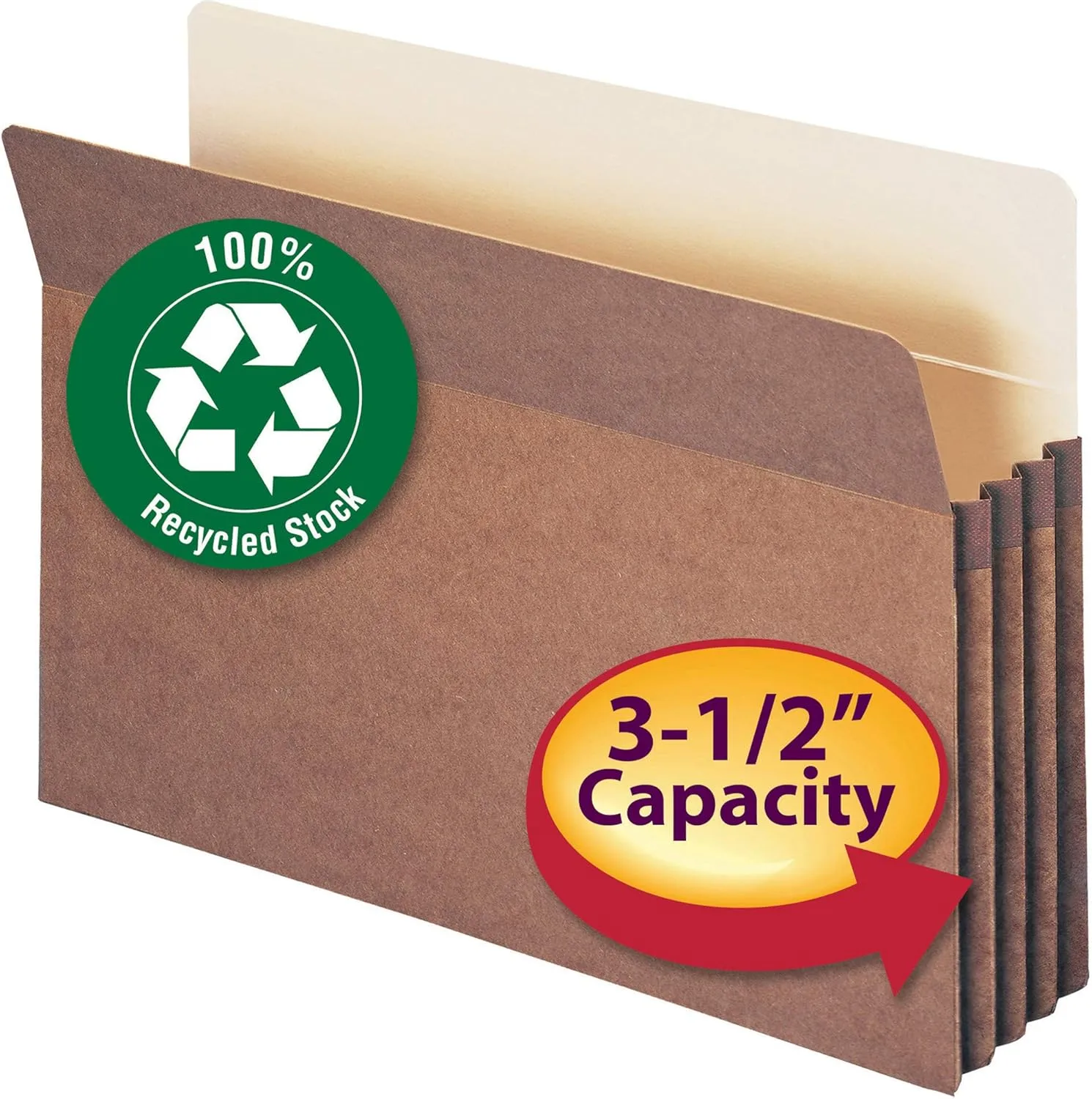 Smead 100% Recycled Legal Expanding File Pockets, Straight Tab, Redrope, 25/Box