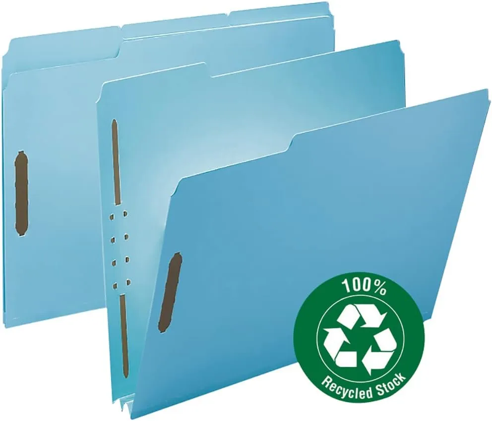 SMEAD 100% Recycled Pressboard Fastener Folders, Letter Size