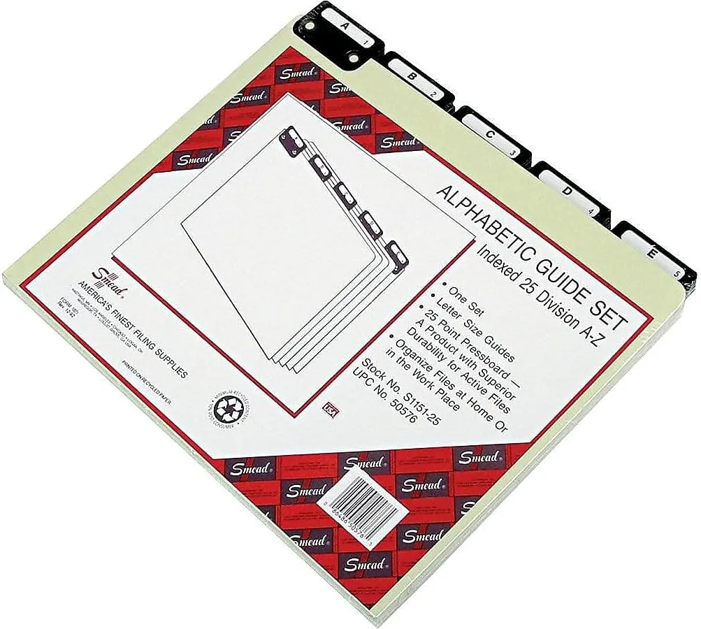 Smead Alphabetic File Guides, 1/5-Cut Tabs