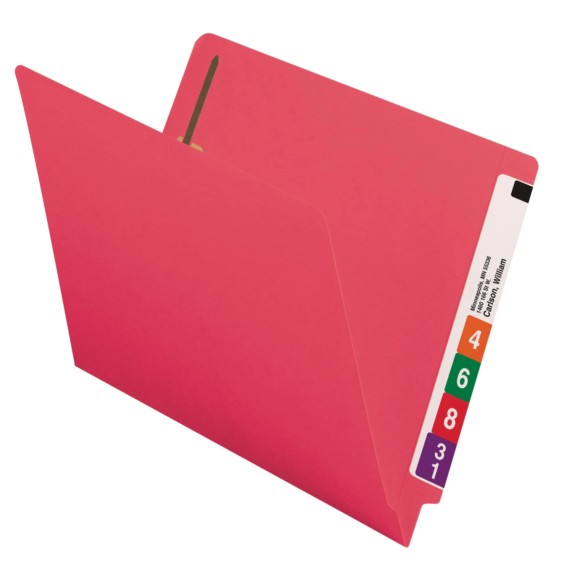 SMEAD End Tab Fastener File Folders, Shelf-Master® Reinforced Straight-Cut Tab, 2 Fasteners, Letter Size