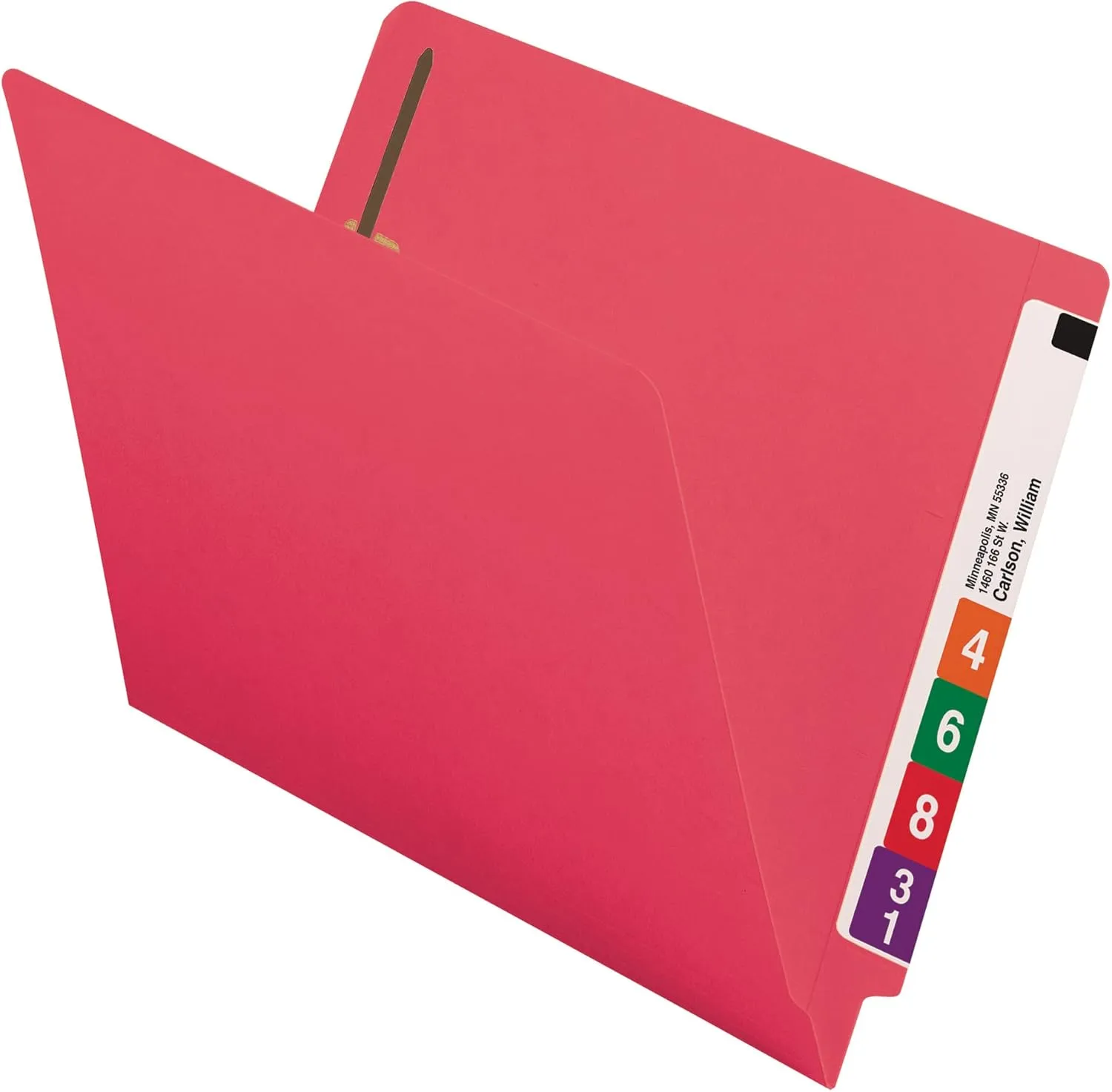SMEAD End Tab Fastener File Folders, Shelf-Master® Reinforced Straight-Cut Tab, 2 Fasteners, Letter Size