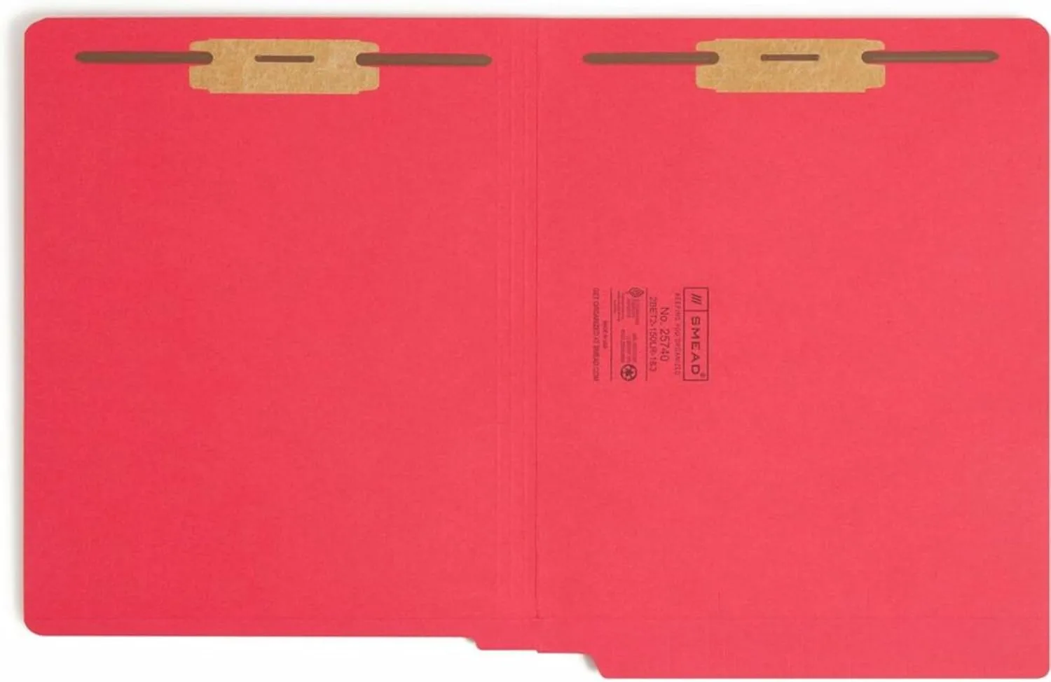 SMEAD End Tab Fastener File Folders, Shelf-Master® Reinforced Straight-Cut Tab, 2 Fasteners, Letter Size