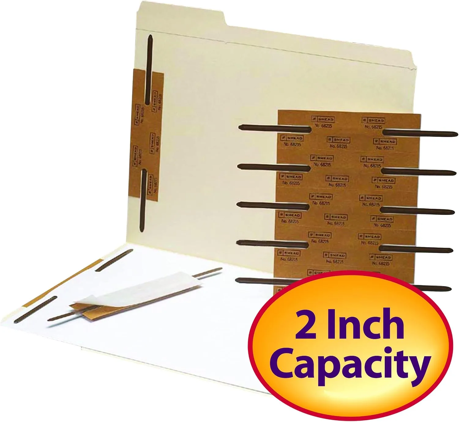 Smead Self-Adhesive Metal Fasteners, Reinforced, 2" Capacity, Brown, 100/Box