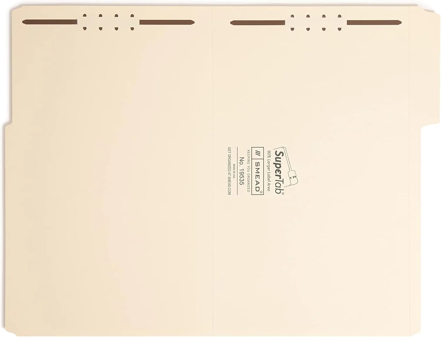 Smead SuperTab® Fastener File Folder, 2 Fasteners, Oversized 1/3-Cut Tab, Guide Height, Legal Size, Manila, 50 Per Box (19535)
