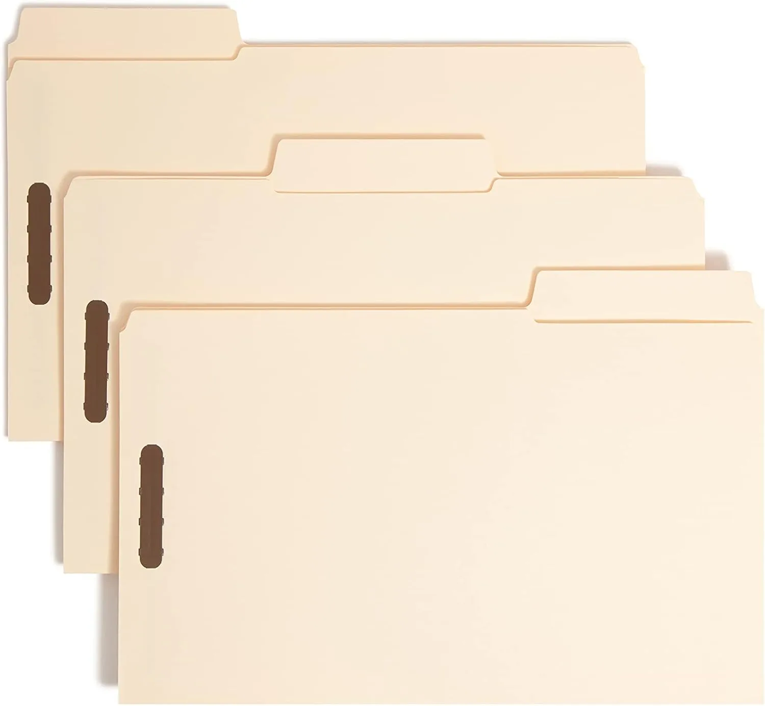 Smead SuperTab® Fastener File Folder, 2 Fasteners, Oversized 1/3-Cut Tab, Guide Height, Legal Size, Manila, 50 Per Box (19535)
