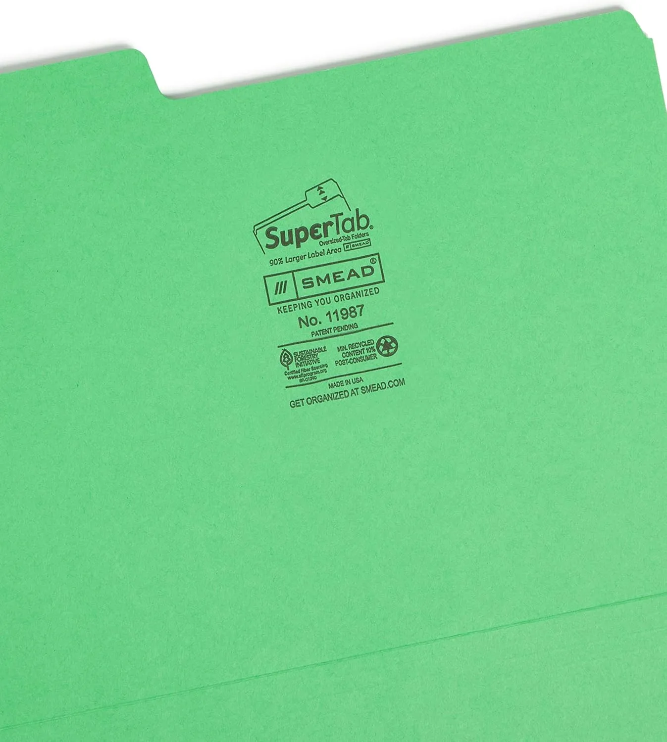 Smead SuperTab File Folder, Oversized 1/3-Cut Tab, Letter Size, Assorted Colors, 100/Box