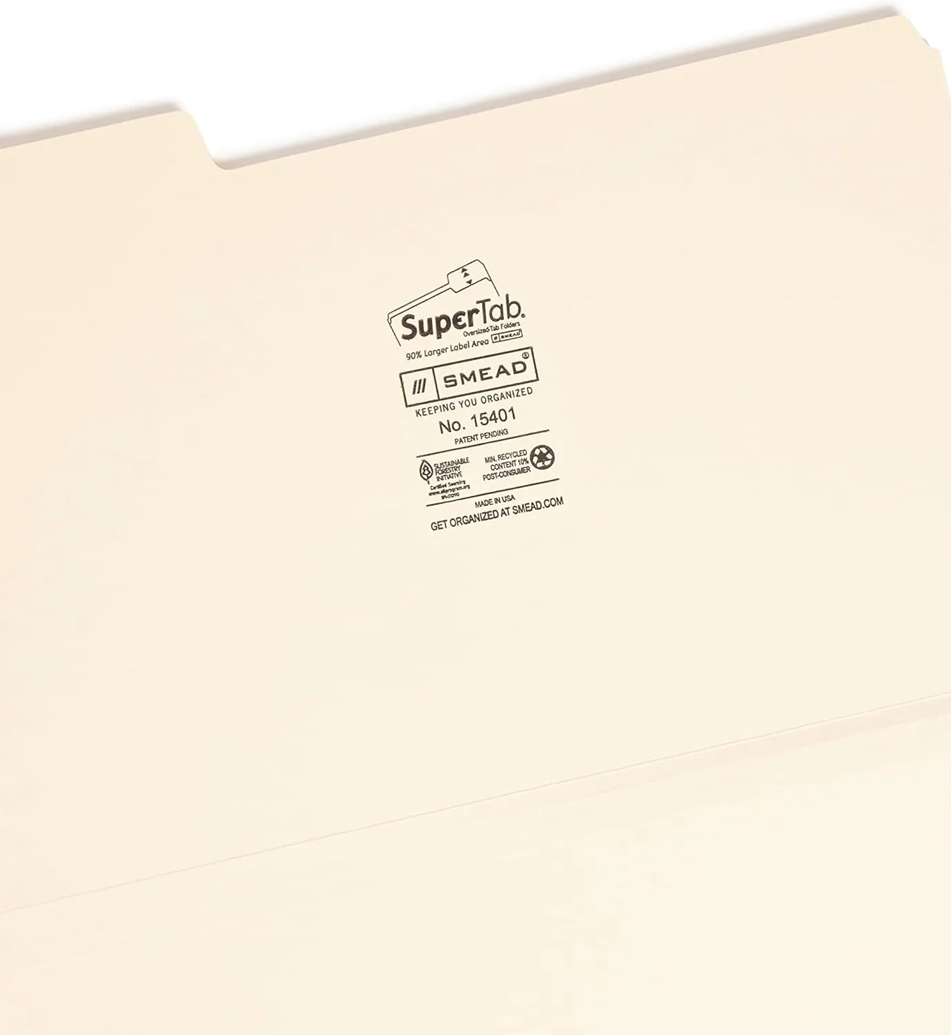 SMEAD SuperTab Heavyweight File Folders, Oversized 1/3-Cut Top Tabs, 50/Box