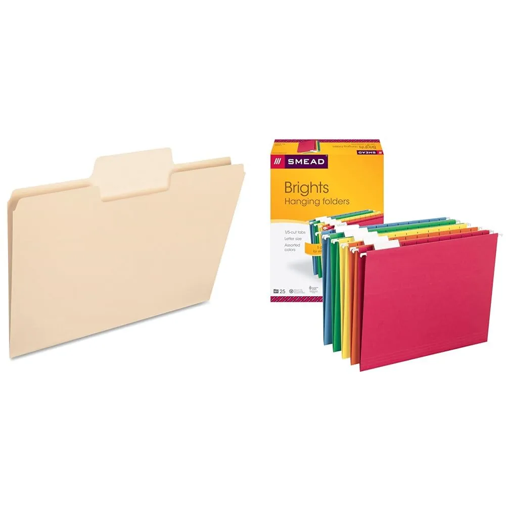 SMEAD SuperTab Heavyweight File Folders, Oversized 1/3-Cut Top Tabs, 50/Box