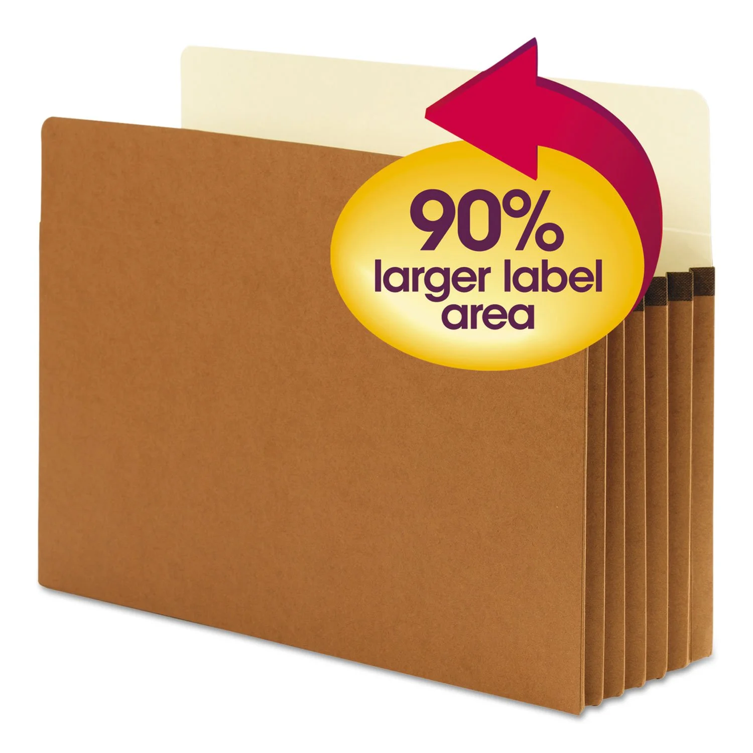 Smead SuperTab File Pockets, Straight Cut, Letter Size, 30% Recycled, Redrope, Box of 10