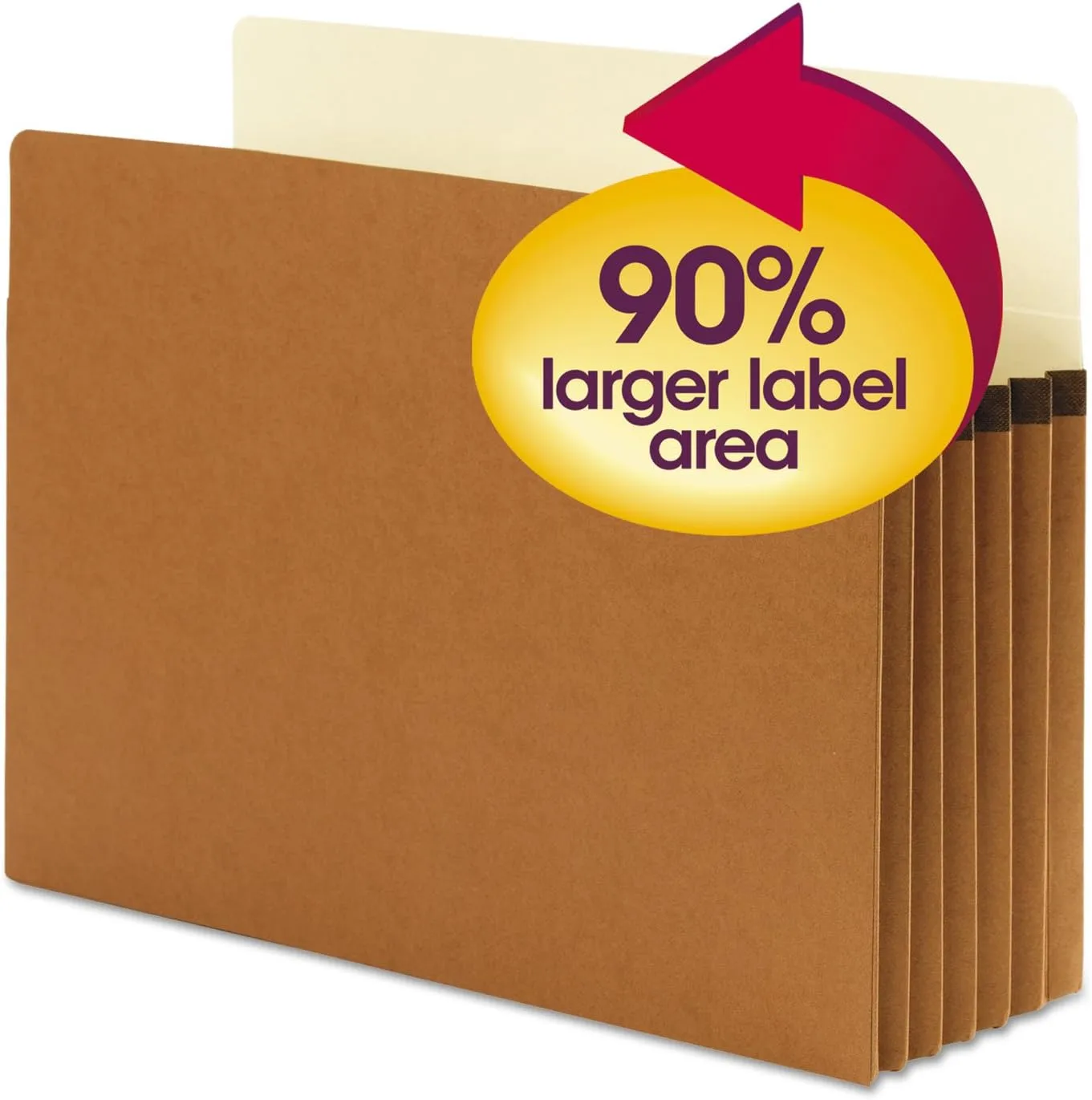 Smead SuperTab File Pockets, Straight Cut, Letter Size, 30% Recycled, Redrope, Box of 10