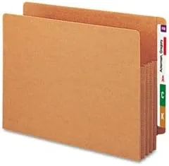 Smead TUFF End-Tab File Pockets, 3 1/2in Expansion, Letter Size, 30% Recycled, Redrope, Box Of 10