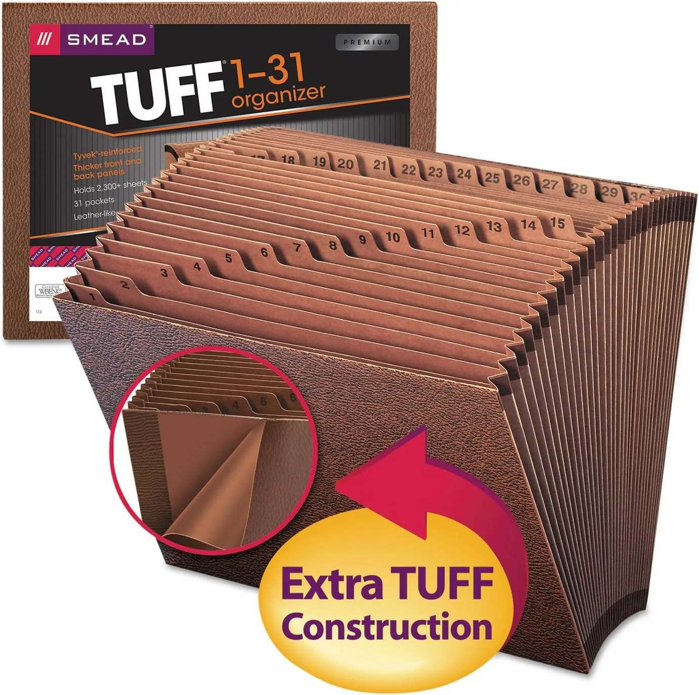 SMEAD TUFF Expanding File, Letter Size, Redrope