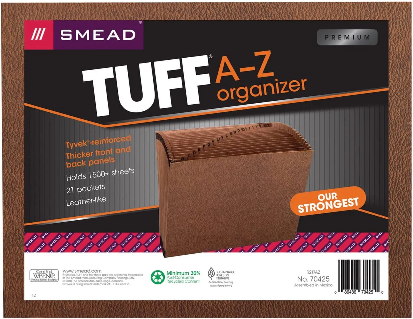 SMEAD TUFF Expanding File, Letter Size, Redrope