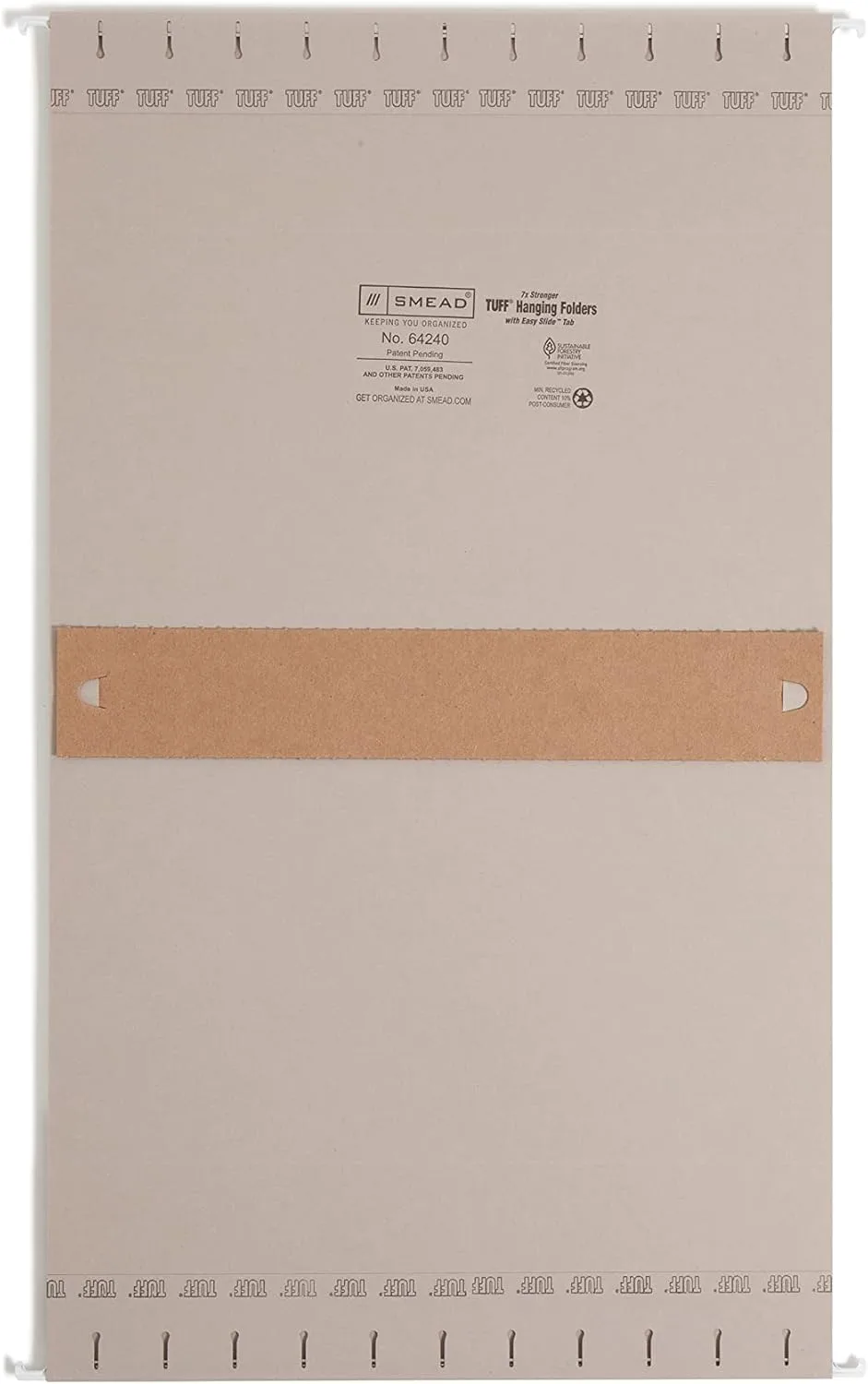 Smead TUFF Extra Capacity Box Bottom Hanging Folder, 2" Expansion, 1/3-Cut Easy Slide Tab, Letter Size, Steel Gray, 18/Box (64240)