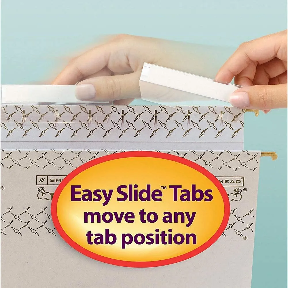 Smead TUFF Extra Capacity Box Bottom Hanging Folder, 2" Expansion, 1/3-Cut Easy Slide Tab, Legal Size, Steel Gray, 18 per Box (64340)