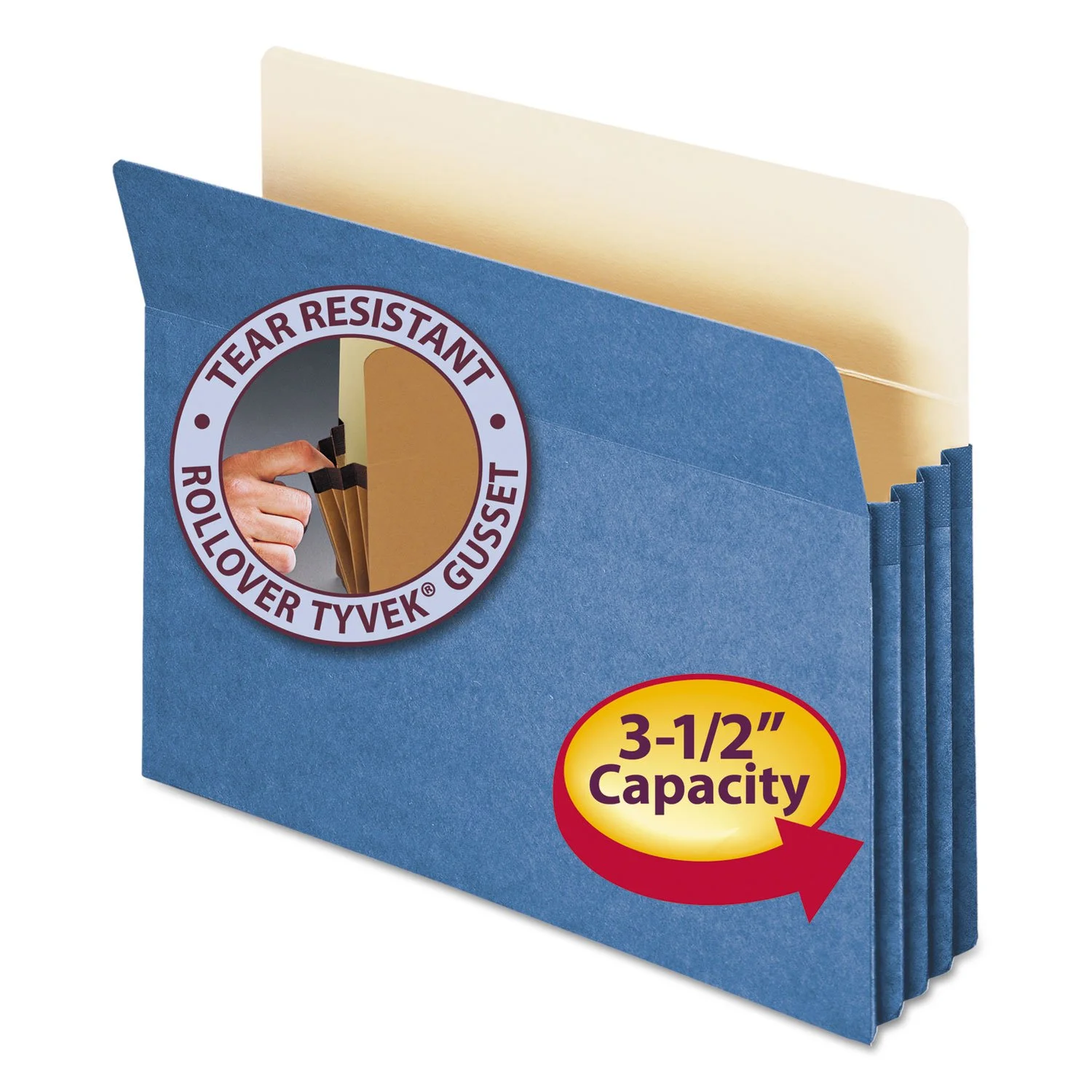 Smead File Pocket Expanding Color Pockets, 3 1/2in Expansion, Letter Size, Blue