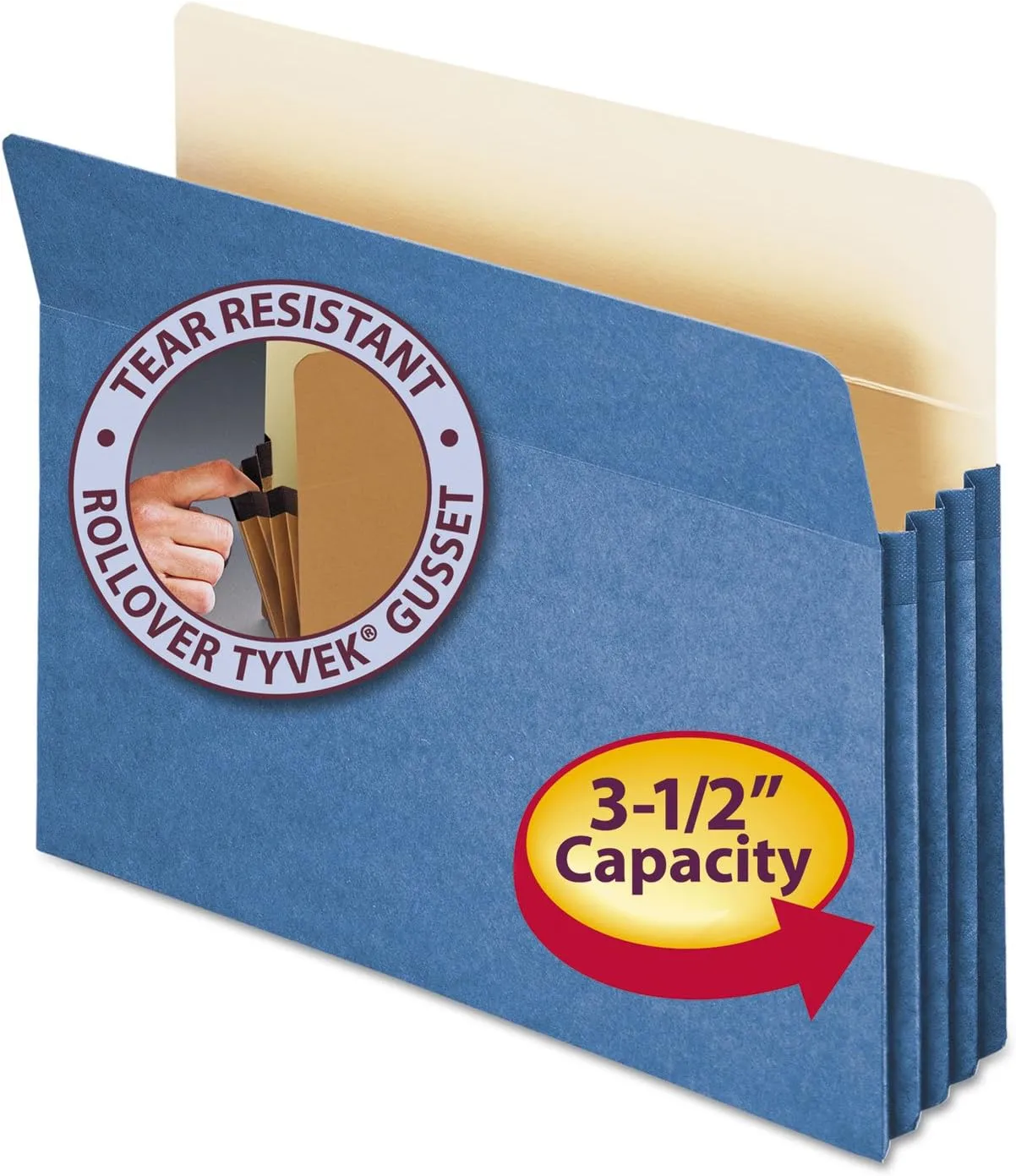 Smead File Pocket Expanding Color Pockets, 3 1/2in Expansion, Letter Size, Blue