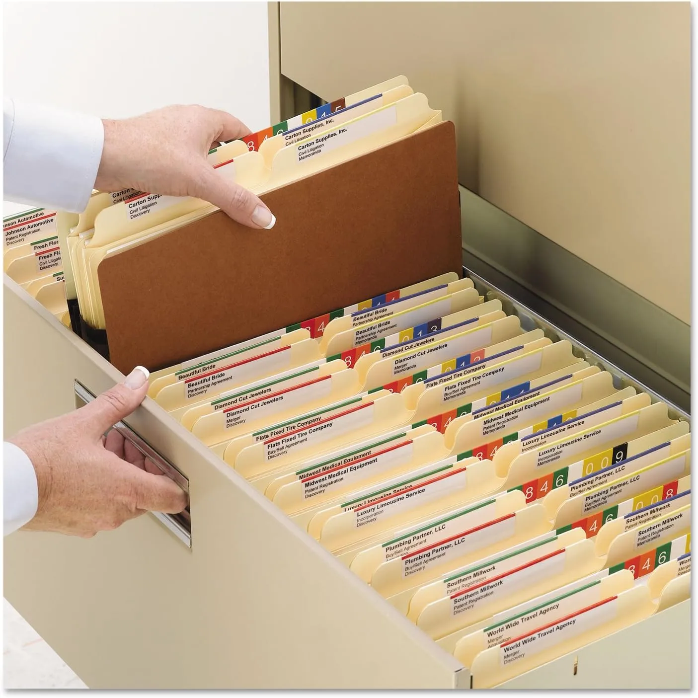 Smead Easy-Access Top-Tab Tyvek File Pockets, Legal Size, 5.25" Expansion, Redrope, Box of 10