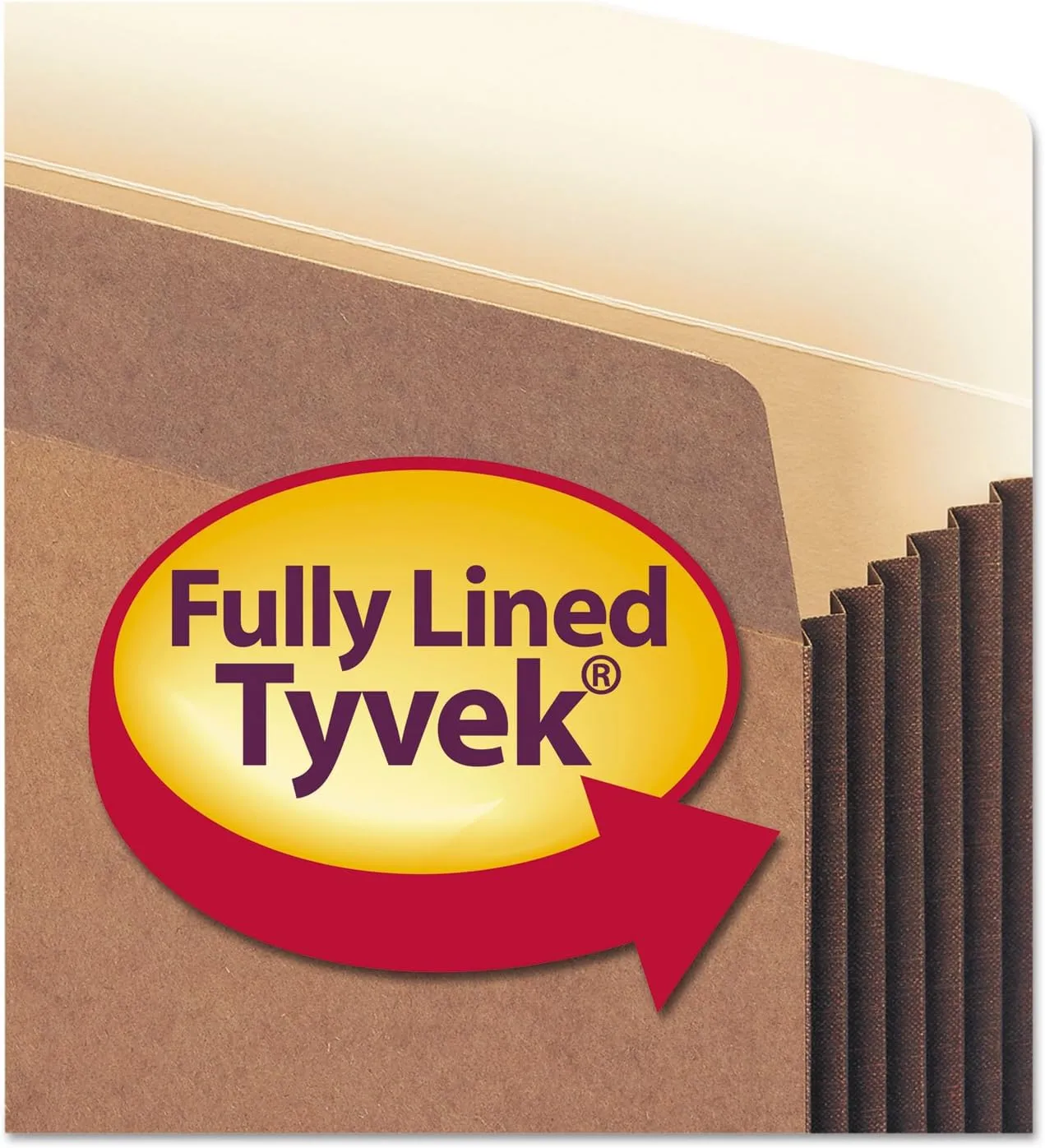 Smead Easy-Access Top-Tab Tyvek File Pockets, Legal Size, 5.25" Expansion, Redrope, Box of 10