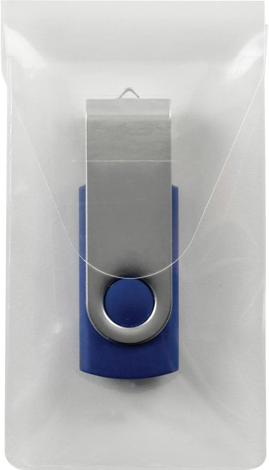 Smead Self-Adhesive Poly USB Flash Drive Pocket, 2 x 3-9/16 in, Clear, Pack of 6