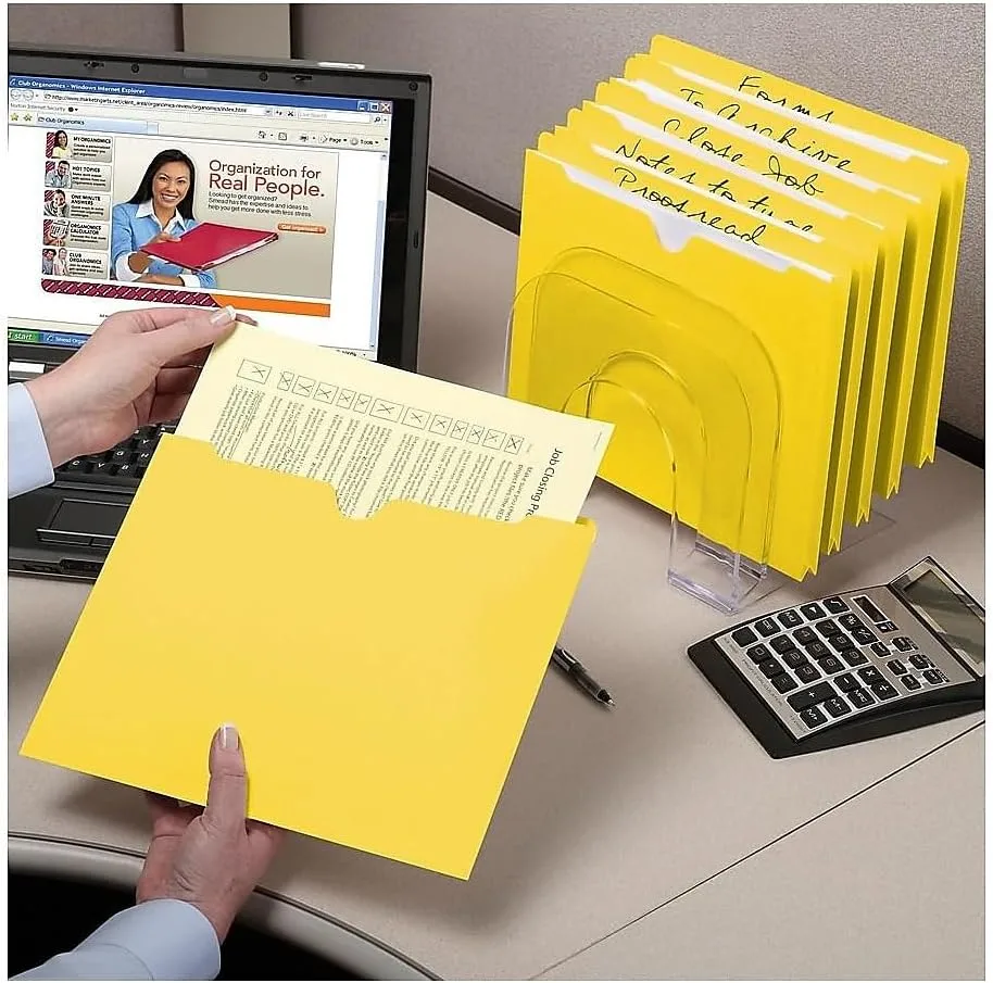 Smead File Jackets, Reinforced Double-Ply Tab, Letter, 11 Point Stock, Yellow, 100 Per Box (75511)