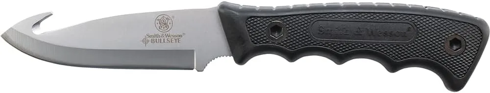 Smith & Wesson Bullseye Hatchet and Fixed Blade Guthook Knife Combo with S.S. Blade and Rubber Handle for Outdoor, Tactical