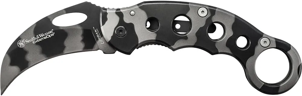 Smith & Wesson Extreme Ops CK32C 8in S.S. Karambit Folding Knife with 3in Hawkbill Blade and Stainless Steel Handle