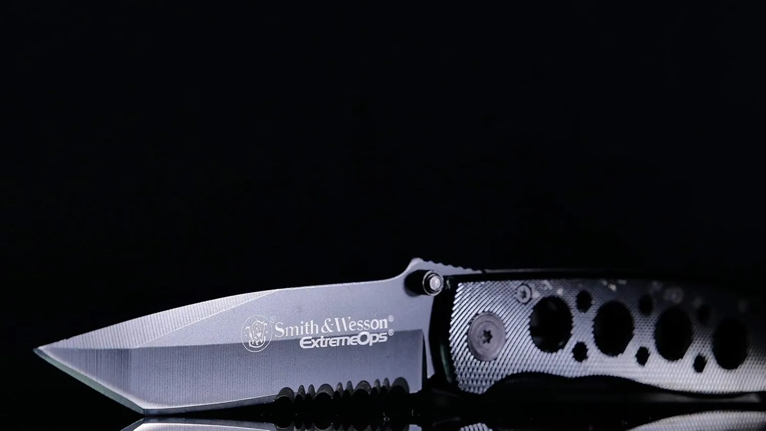 Smith & Wesson CK5TBS 7.4in High Carbon S.S. Folding Knife with a 3.2in Serrated Tanto Blade and Aluminum Handle for Outdoor