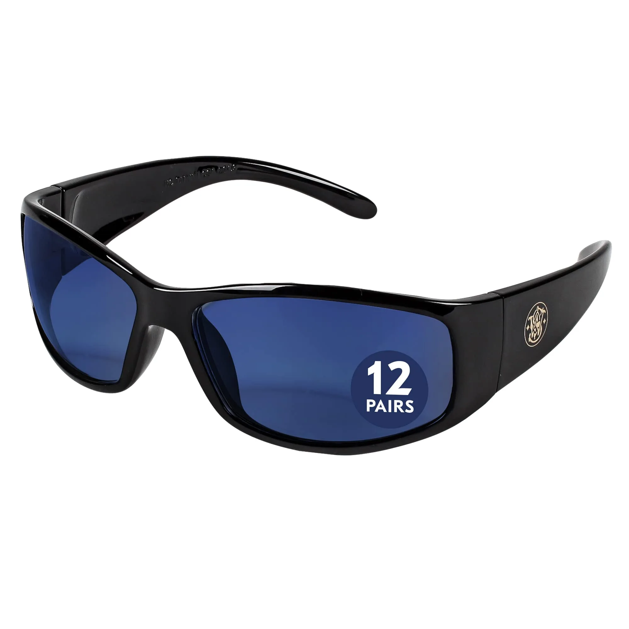 Smith & Wesson® Elite™ Safety Glasses (21307), with Mirror Coating, Blue Mirror Lenses, Black Frame