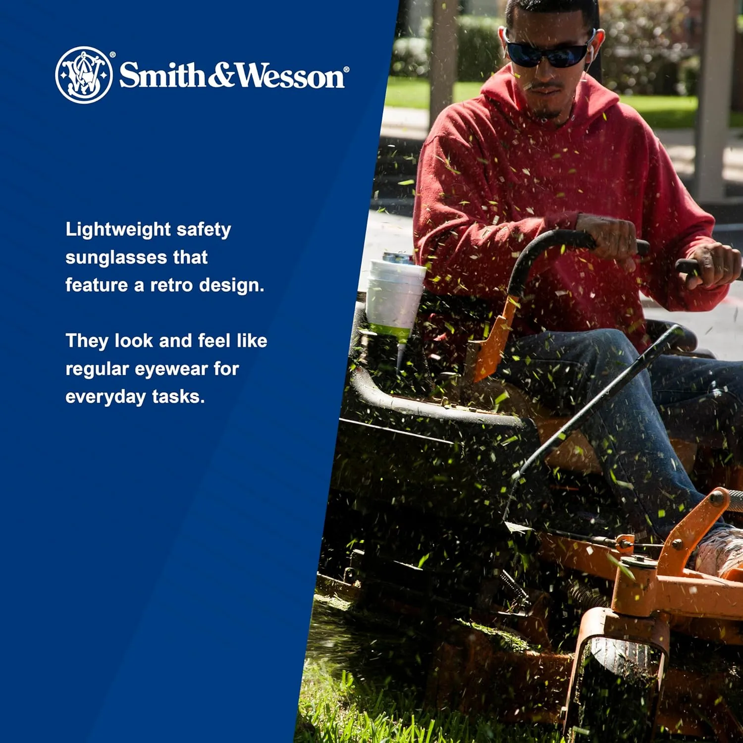 Smith & Wesson® Elite™ Safety Glasses (21307), with Mirror Coating, Blue Mirror Lenses, Black Frame