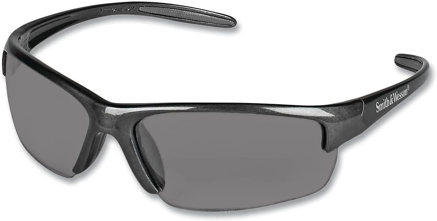 KleenGuard Smith & Wesson Equalizer Safety Glasses Gun Metal Frame Smoke Anti Fog Lens