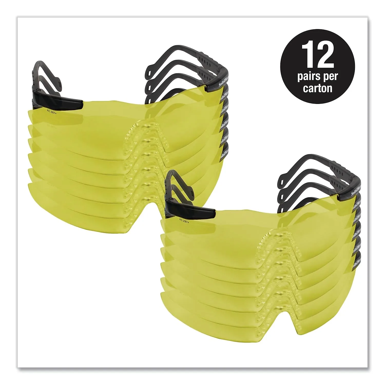 Smith & Wesson 19826 Magnum 3G Safety Eyewear, Polycarbonate Anti-Scratch Lenses, One Size, Black Nylon Frame, Amber