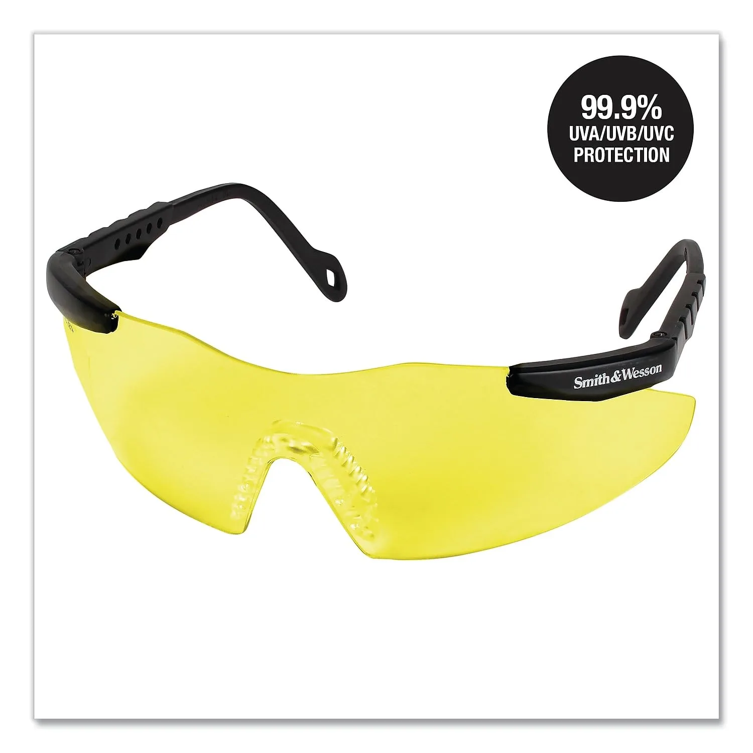 Smith & Wesson 19826 Magnum 3G Safety Eyewear, Polycarbonate Anti-Scratch Lenses, One Size, Black Nylon Frame, Amber