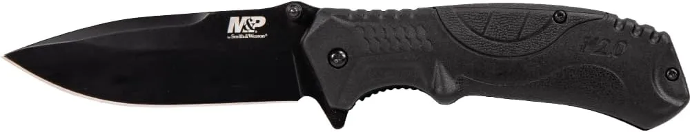 Smith & Wesson M&P M2.0 8.07in S.S. Ultra-Glide Folding Knife with 3.5in Drop Point Blade and Rubber Handle for Outdoor