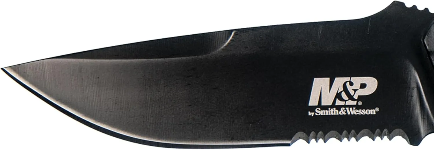 Smith & Wesson M&P M2.0 9in S.S. Full Tang Thin Fixed Blade Knife with 4in Drop Point Blade and Rubber Handle for Outdoor