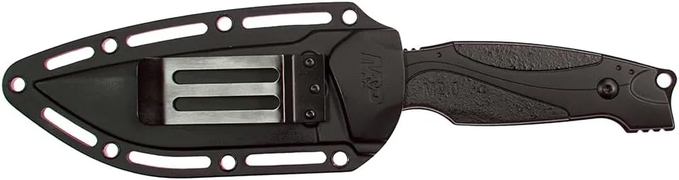 Smith & Wesson M&P M2.0 9in S.S. Full Tang Thin Fixed Blade Knife with 4in Drop Point Blade and Rubber Handle for Outdoor