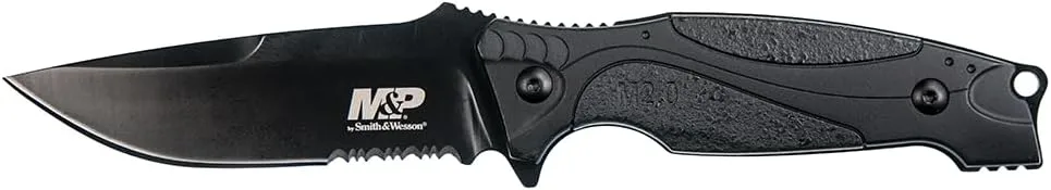 Smith & Wesson M&P M2.0 9in S.S. Full Tang Thin Fixed Blade Knife with 4in Drop Point Blade and Rubber Handle for Outdoor