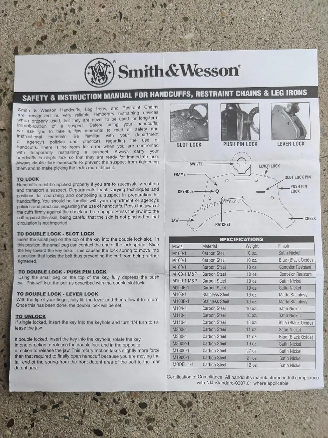 Smith & Wesson Model 100L Extra Link Nickel Finish Handcuffs