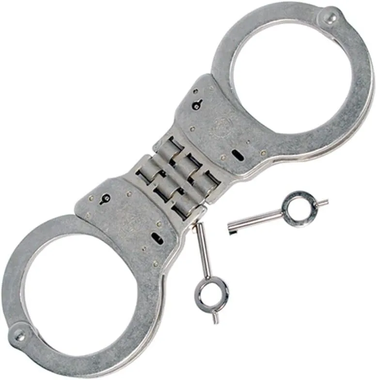 Smith & Wesson Model 300P Hinged Nickel Handcuff w/Push Pin Double Locking System