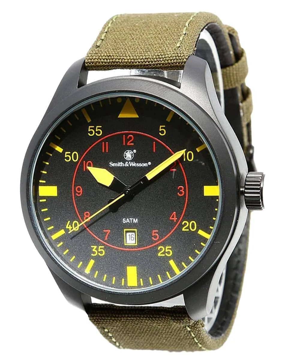 Smith & Wesson Men's N.A.T.O. Watch, 5ATM, Japanese Movement, Stainless Steel, Water Resistant, Tactical Watch