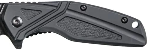 Smith & Wesson SW1101 6.89in Stainless Steel Folding Knife with 3in Drop Point Blade and Rubberized Handle for Outdoor