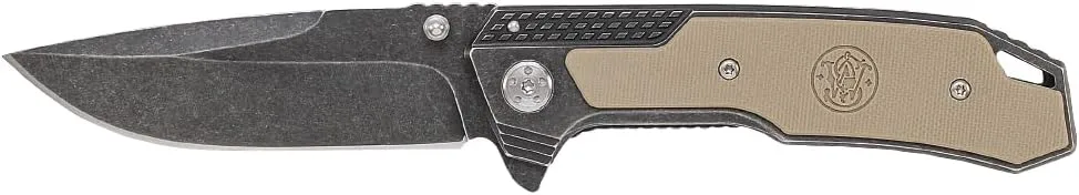 Smith & Wesson SW609 8.3in High Carbon S.S. Folding Knife with 3.6in Drop Point Blade and Stonewashed G-10 Handle