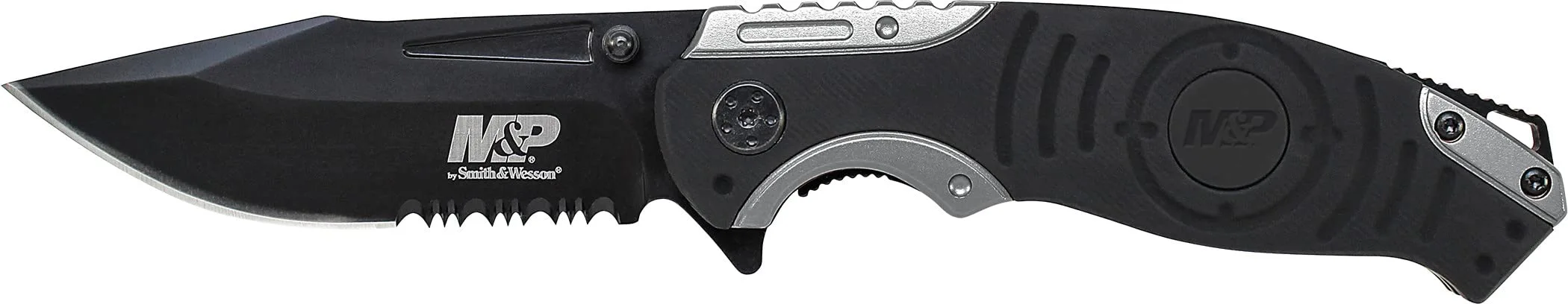 Smith & Wesson M&P SWMP13GS 8.2in High Carbon S.S. Folding Knife with 3.5in Serrated Clip Point Blade and Aluminum Handle