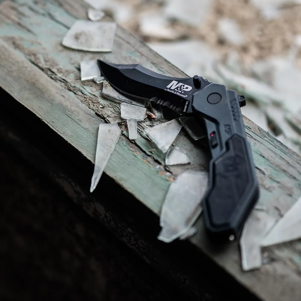 Smith & Wesson M&P SWMP1BS 7.1in S.S. Assisted Folding Knife with 2.9in Serrated Clip Point Blade and Aluminum Handle