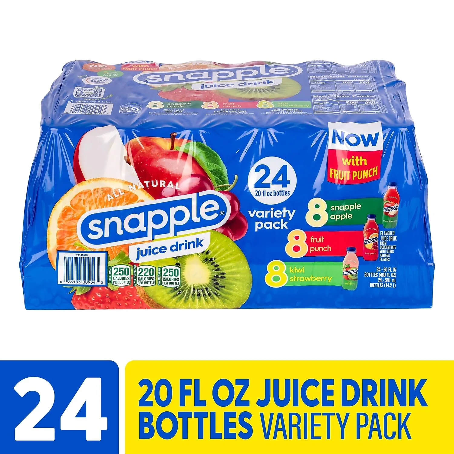 Snapple All Natural Juice Drink, 20 Oz Bottle, Pack Of 24 Bottles