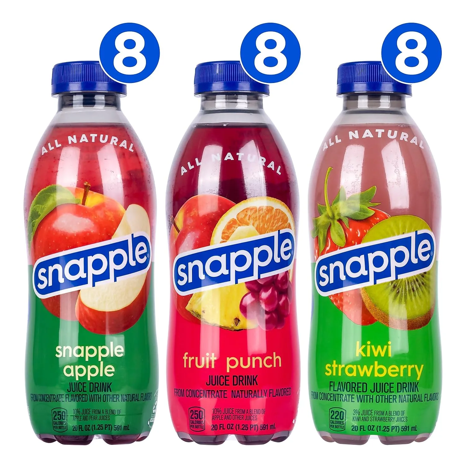 Snapple All Natural Juice Drink, 20 Oz Bottle, Pack Of 24 Bottles