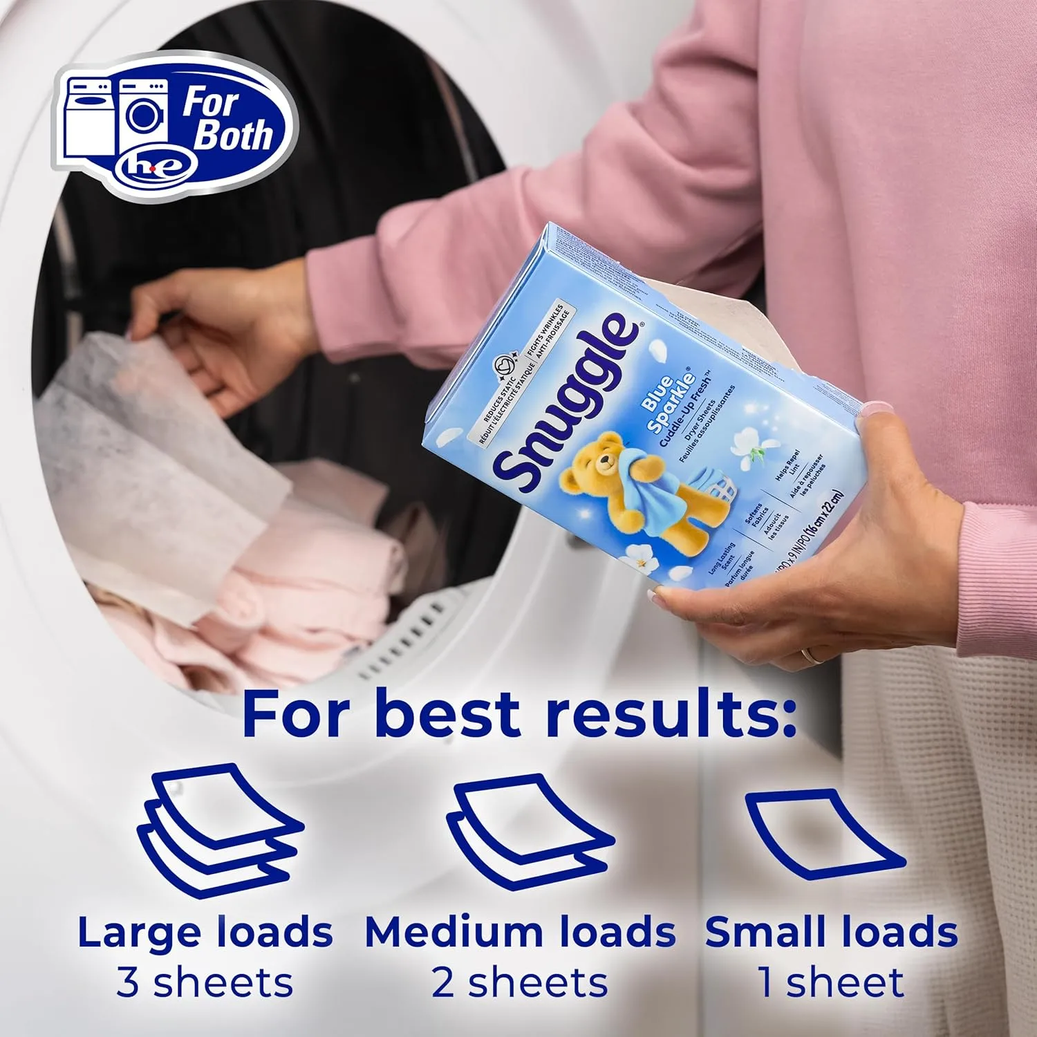 Snuggle Blue Sparkle Fabric Softener Dryer Sheets, 120 Count 120 Count (Pack of 1)