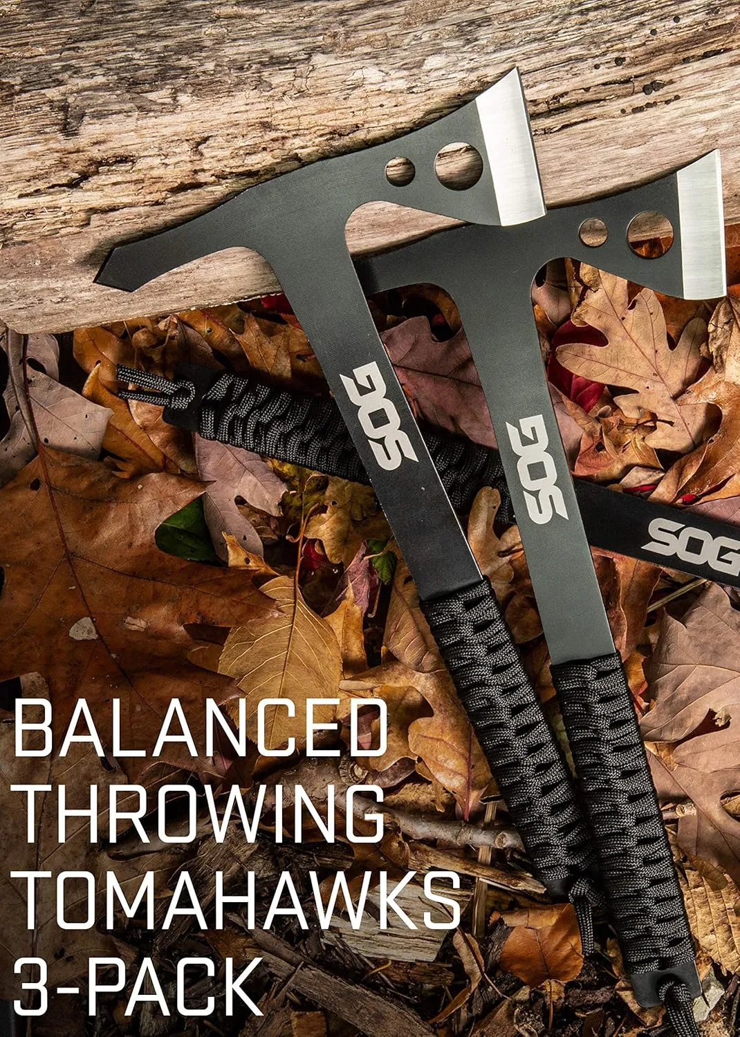 SOG 3-Pack Throwing Hawks & 18.25" Folding Survival Shovel with Saw Edge and Carry Cases Throwing Knives + Entrenching Tool