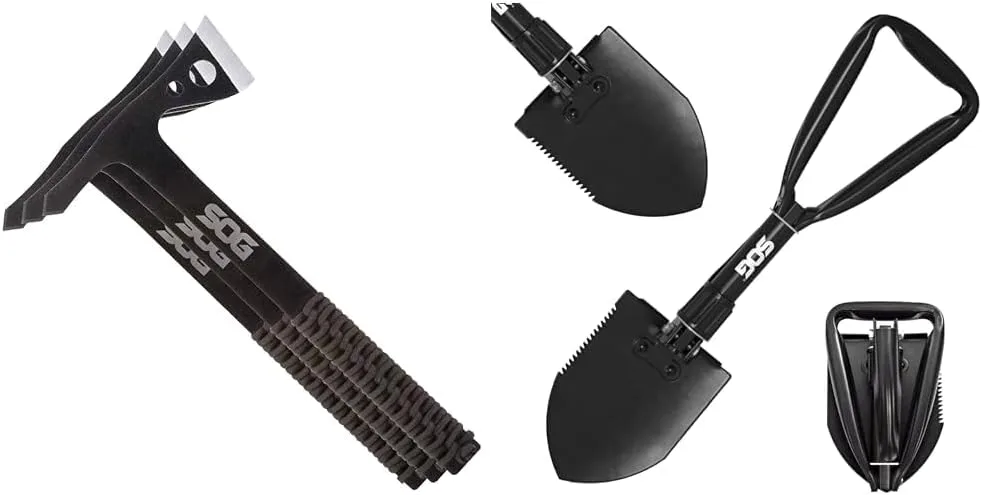 SOG 3-Pack Throwing Hawks & 18.25" Folding Survival Shovel with Saw Edge and Carry Cases Throwing Knives + Entrenching Tool